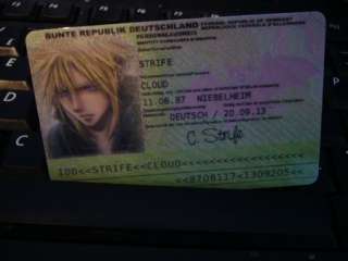 Final Fantasy Cloud ID Card Cosplay VII 7 Costume Tifa  