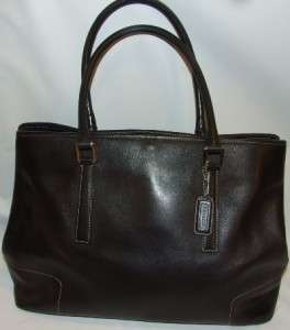 Coach Hamptons Black Leather Tote Bag Purse Handbag Laptop Carryall 