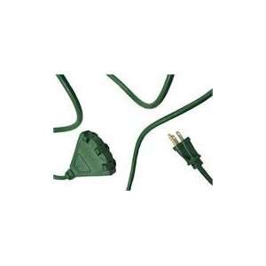   Green 3 Prong Outdoor Power Cord with 3 Outlet Bloc