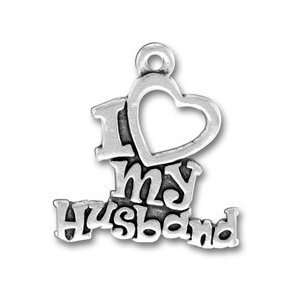   Sterling Silver Charm Pendant I Love My Husband Words Heart: Jewelry
