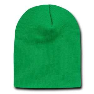   Green PLAIN SHORT BEANIE SKULL CAP SKI SKATE HAT 