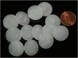 12) CZECH VINTAGE ALABASTRE WHITE GLASS BUTTONS 18 mm  