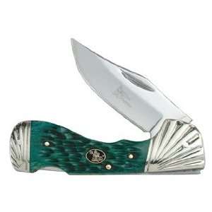  Steel Warrior Pocket Knife CHOCTAW Dark Green Jigged Bone 