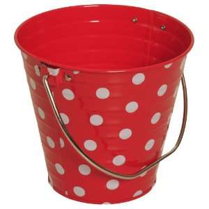 Red with Small White Dots Small Colorful Metal Pail Buckets   Sold 