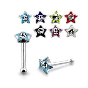  Clear Jeweled Hand Painted Star Nose Pin Jewelry