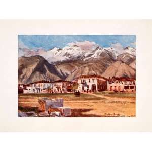  1906 Color Print Sparta Mountain Taygetus Village 