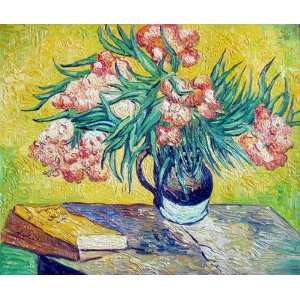 Oil Painting Vase with Oleanders and Books Vincent van Gogh Hand Pai 