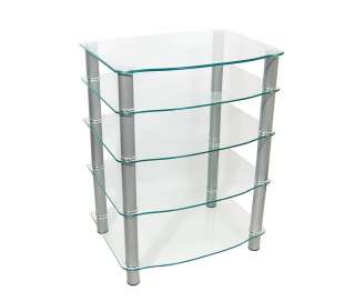 New Silver & Clear Glass Audio Component Tower TV Stand  