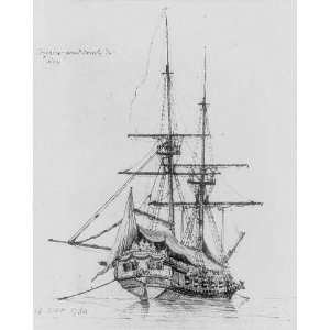  Corsaire pour Comte du Roy,French warchip at anchor