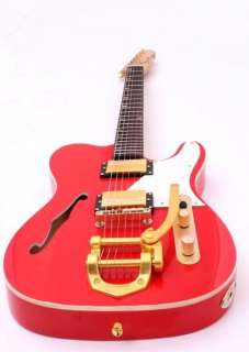 1969 Tele Style Semi Hollow Body Electric Guitar Bigsby Trem Red 