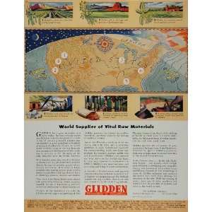  1944 Ad Glidden Paint Raw Material Mines Flax Soy Beans 