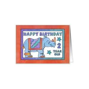  Rhino Baby Blue, Happy Birthday 2 yr old Card: Toys 