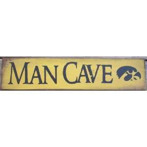  Man Cave Iowa Hawkeye Wood Sign Plaque: Home & Kitchen