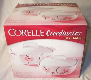 Corelle Coordinates PRETTY PINK 4 Piece Casserole Set  