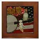 FRAMED TILE ~ Banjo Mandolin USA Flag PILLSBURY DOUGH BOY Cookies MILK 