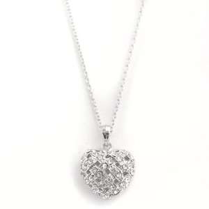  High Gloss Finish Silver Plated Weave Heart Necklace 