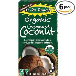 Lets Do Organic Creamed Coconut, 7 Ounce Boxes (Pack of 6):  