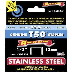  Bx/1000 x 5 Arrow Stainless Steel Staples (508SS1)