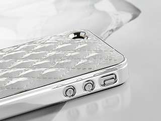 White Luxury Designer Sheep Leather Chrome Hard Back Case Cover For 