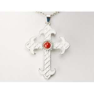   Red Jewel Tribal Cross Clean Style Costume Fashion Pendant Necklace