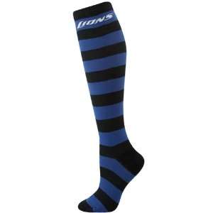  NFL Detroit Lions Ladies Royal Blue Silver Striped Rugby 