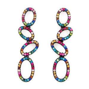   Multi Colored Crystal Ovals Dangle Earrings Fashion Jewelry Jewelry