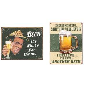 com Nostalgic Beer Humor Tin Metal Sign Bundle   2 retro signs Beer 