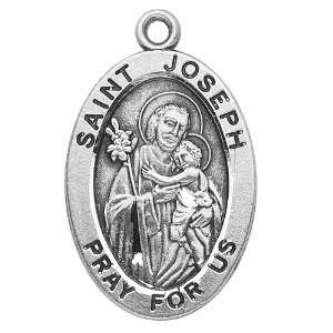   Oval Medal Necklace Patron Saint St. Joseph with 20 Chain in Gift Box