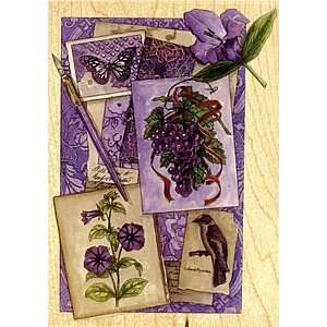    Purple Collage Wood Mounted Rubber Stamp Arts, Crafts & Sewing