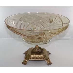  New Murano Amber Crystal Gorgeous Bowl & Centerpiece 