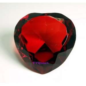  Diamond Jewel Paperweight 100mm Ruby Heart Shaped Cut 
