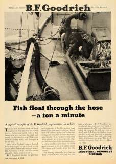 1953 Ad B F Goodrich Co. Rubber Sardines Fishing Boat   ORIGINAL 