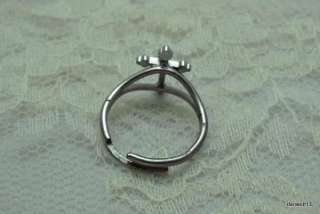 Vintage Sarah Cov Ring Adjustable Charity Cross Silvertone Designer 