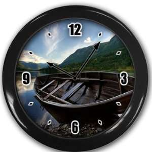  Scenic Nature Boat Wall Clock Black Great Unique Gift Idea 
