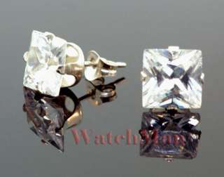 925 Sterling Silver Unisex CZ Stud Earrings   Available In 3, 4, 5, 6 