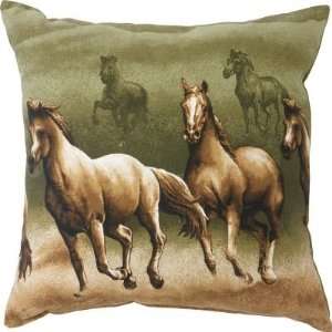  Horse Stampede Faux Leather Texture Pillow