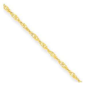  14k 1.10mm Singapore Chain Anklet   9 Inch   Spring Ring 