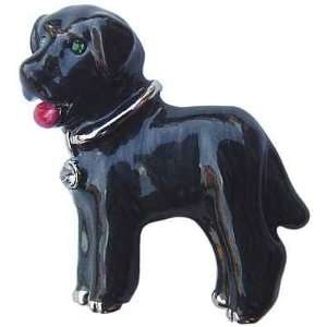  Black Dog With Diamond Collar Lapel Pin
