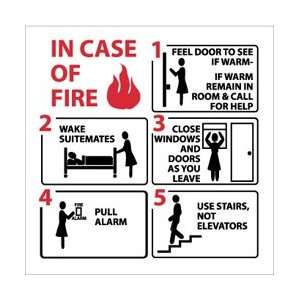 S37R   Hotel Motel Fire Emergency Instructions, 7 X 7, .050 Rigid 