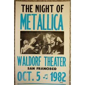   Night of Metallica Poster in San Franscisco At the Waldorf Theatre