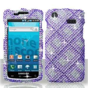 Samsung Captivate (Galaxy S) i897 Full Diamond Bling Purple Plaid Hard 