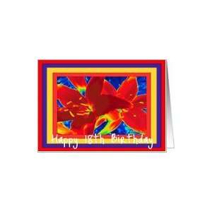    Happy 18th Birthday Card with red daylilies Card: Toys & Games