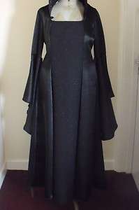 NEW Black satin medieval dress / fancy dress/witch/larp/goth  