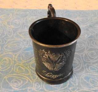 Antique Silverplate Lizzie Cup with Engraving of Flowers  