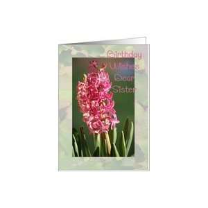  Birthday Wishes Dear Sister, pink hyacinths Card Health 