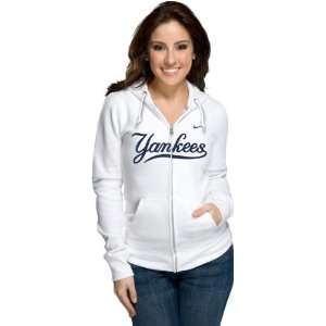 New York Yankees Womens Nike White Classic Full Zip Hooded Sweatshirt