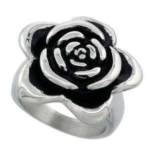  Stainless Steel Double Rose Flower Ring 13/16 in. (21mm 