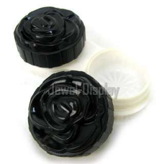 Black Rosey Contact Lens Storage Case 2 compartment  