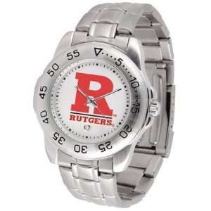 Rutgers Scarlet Knights Suntime Mens Sports Watch w/ Steel Band 