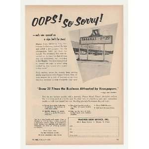  1956 Safeway Store Oklahoma City Wagner Sign Print Ad 